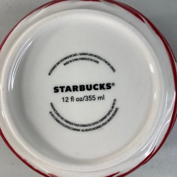 Starbucks Christmas Holiday 2013 Candy Cane Peppermint Stripe 12 oz Mug Cup Gift - Picture 7 of 9